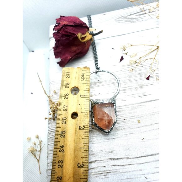 Fire quartz crystal necklace handmade - Picture 12 of 12